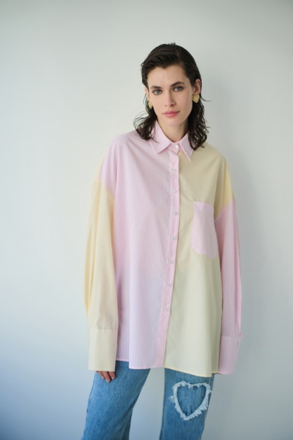 PINK AND YELLOW OVERSIZE SHIRT 